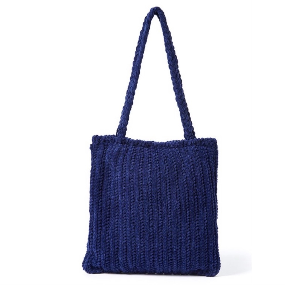 Blue Brioche Knit Shopper
